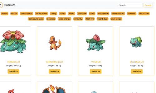 Capture d'écran du projet PokeDex